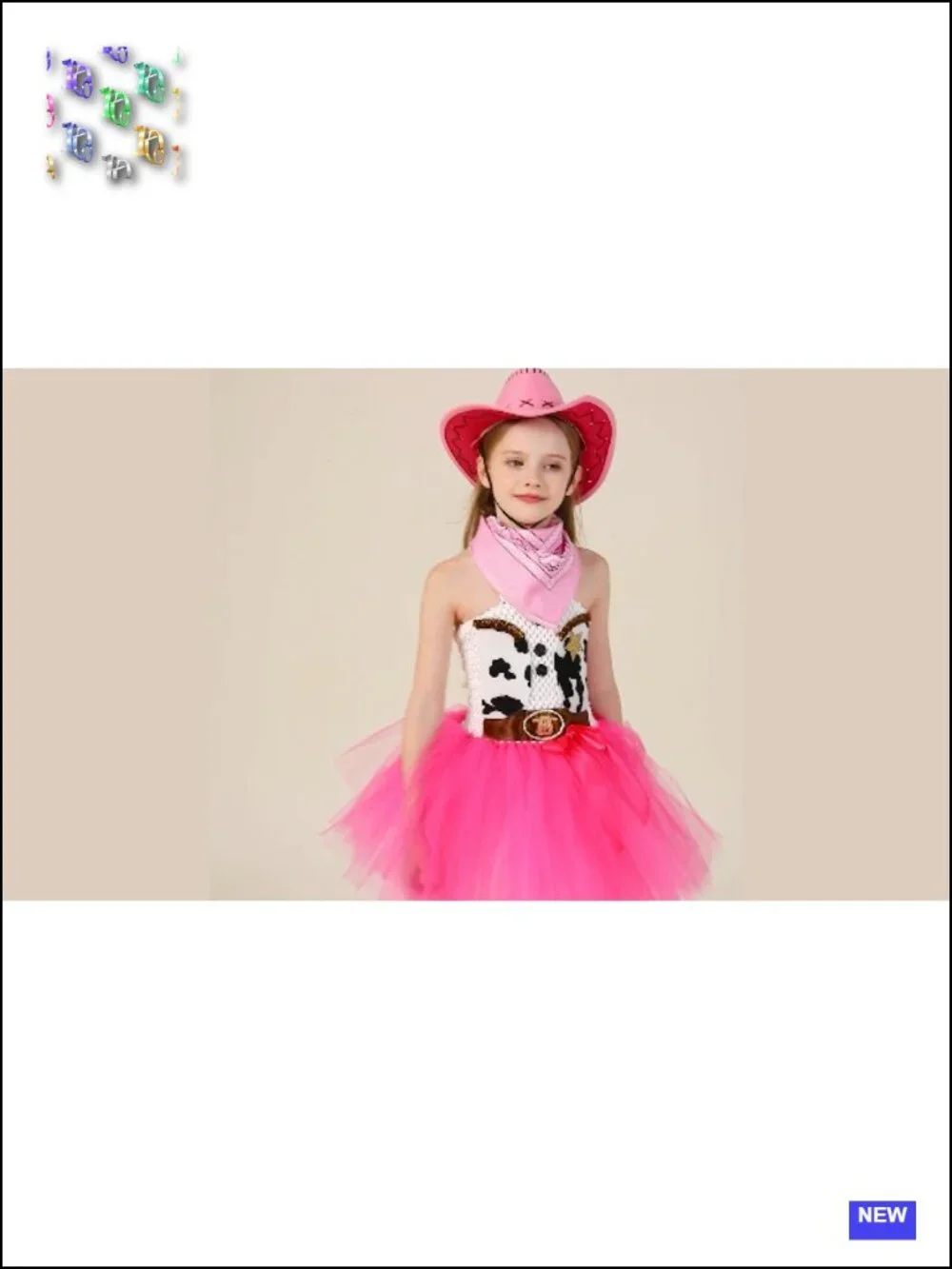 Girls Cowgirl Tutu Dress Halloween Costume with Bandana 1-10Y